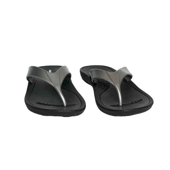 Okabashi | Maui Flip Flops Thongs Sandals Silver Black EUC - Picture 4 of 7